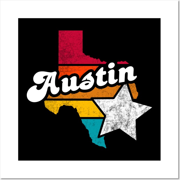 Austin Texas Vintage Distressed Souvenir Wall Art by NickDezArts